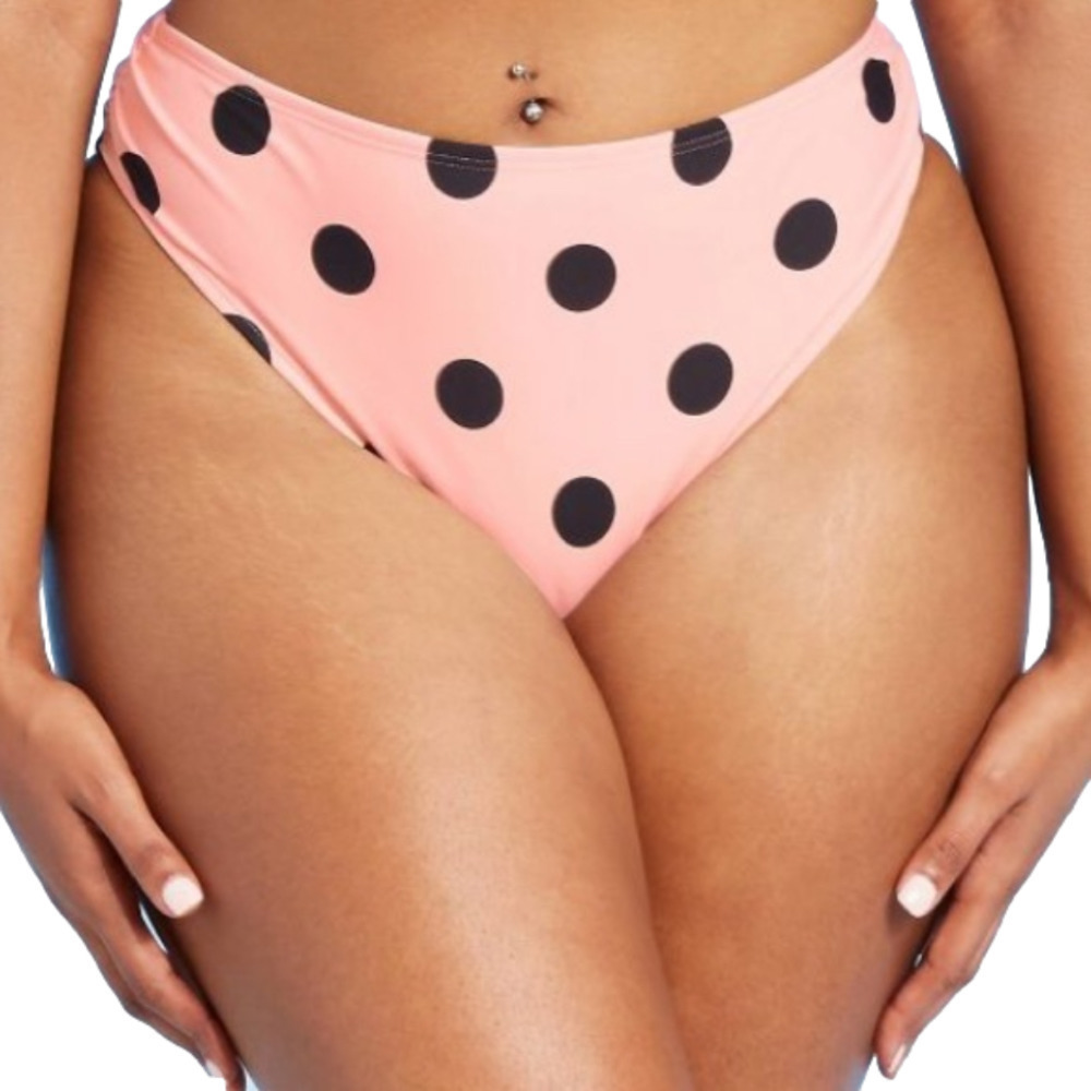 𝅺xhilaration high waist high leg polka dot bikini